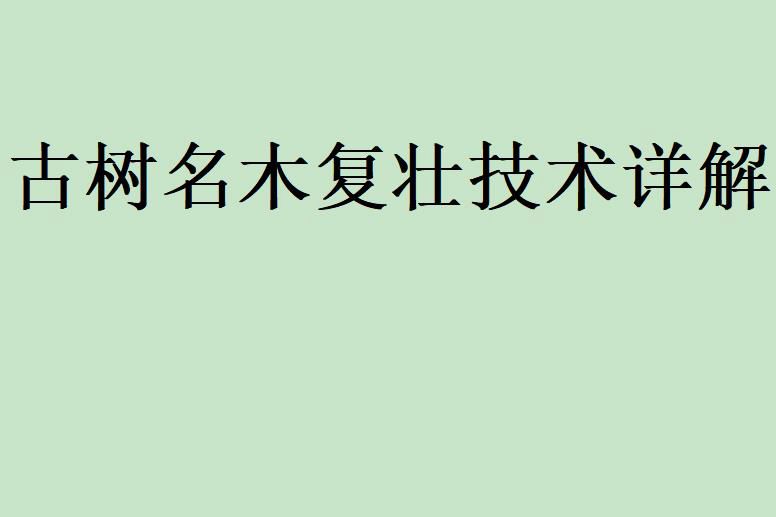 古树名木复壮技术详解+古树名木保护复壮技术规程(DB11/T632-2009)