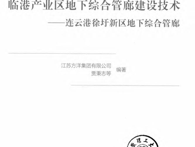 临港产业区地下综合管廊建设技术 连云港徐圩新区地下综合管廊 贾秉志 等著 2019年版