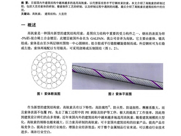 高钒索的研制及其在建筑结构中的应用
