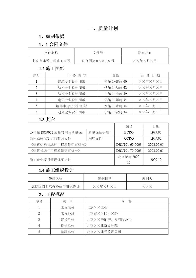 海淀区商业综合楼施工组织设计