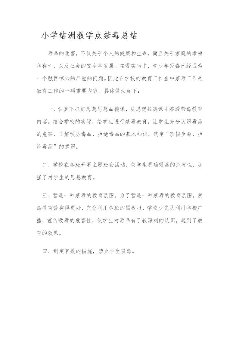 小学教学点禁毒总结