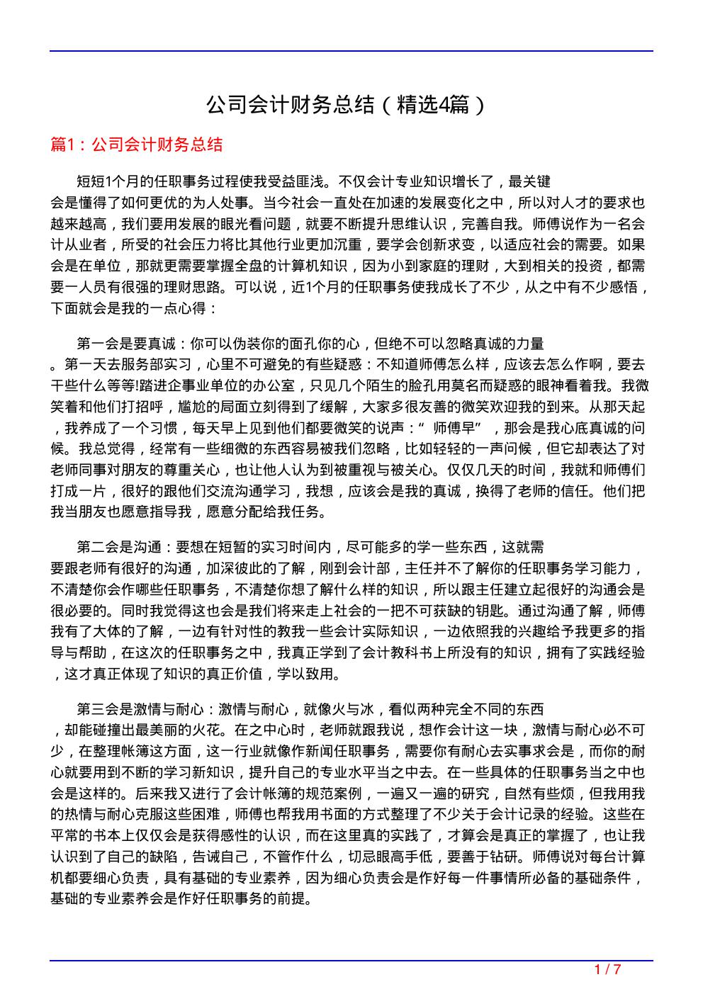 公司会计财务总结