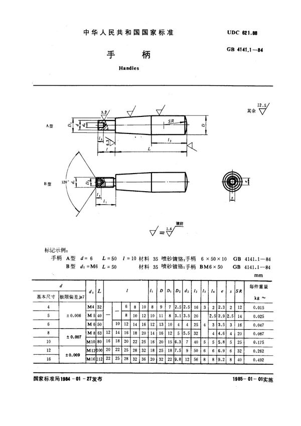 手柄 (GB 4141.1-1984)