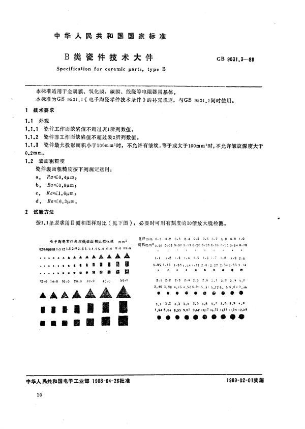 B 类瓷件技术条件 (GB/T 9531.3-1988)