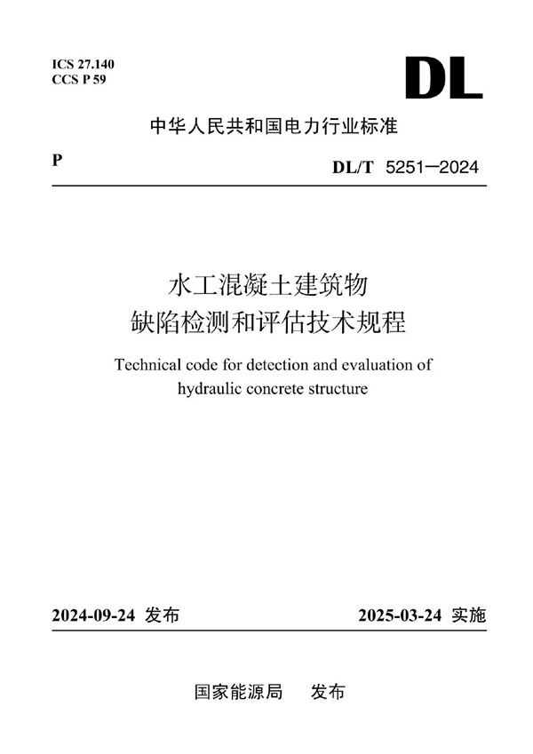 水工混凝土建筑物缺陷检测和评估技术规程 (DL/T 5251-2024)