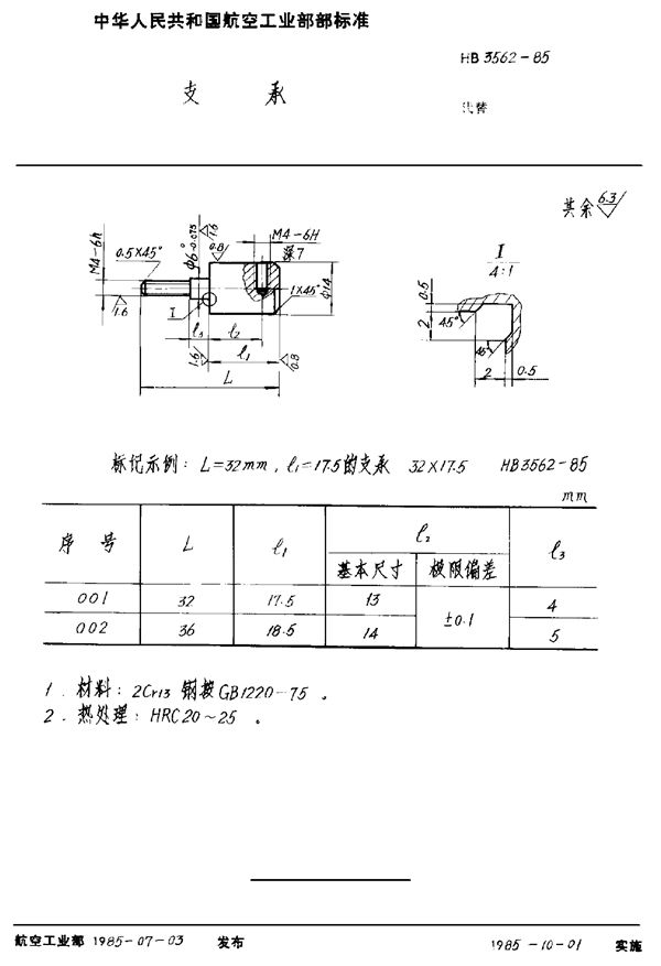支承 (HB 3562-1985)