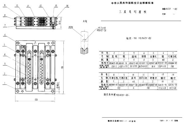 三层两列溜板 (HB 3623-1985)