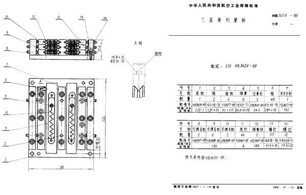三层两列溜板 (HB 3624-1985)
