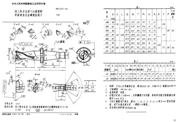 加工轻合金用7:24圆锥柄焊接硬质合金螺旋钻铣刀 (HB 3866-1986)