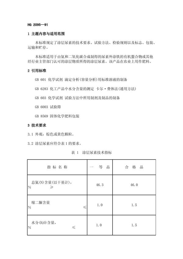 涂层尿素 (HG/T 2095-1991)