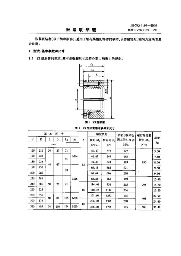 胀紧联结套 (JB/ZQ 4193-2006)