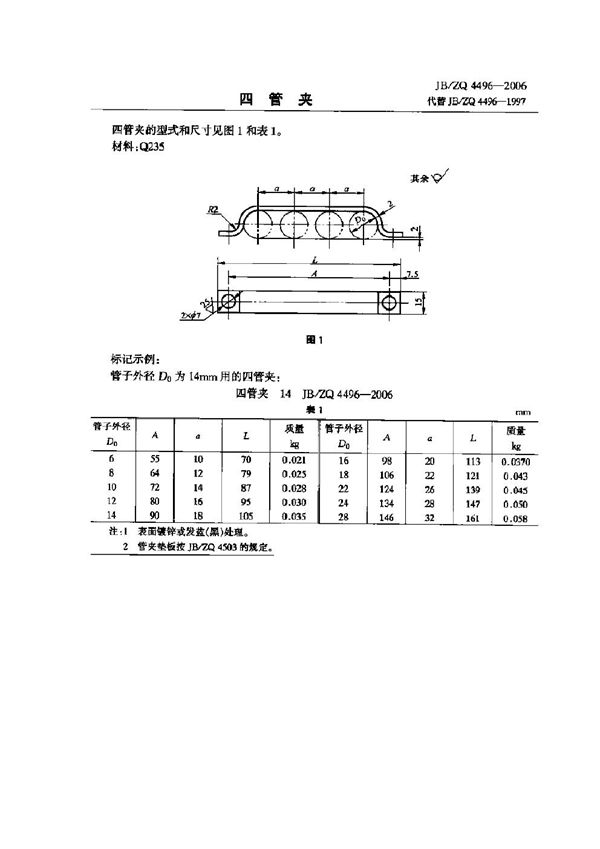 四管夹 (JB/ZQ 4496-2006)