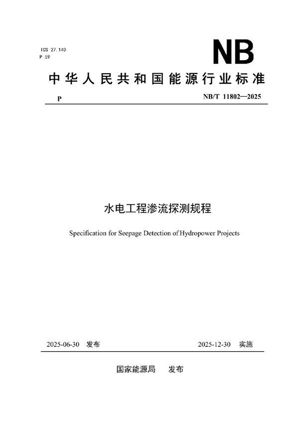 水电工程渗流探测规程 (NB/T 11802-2025)