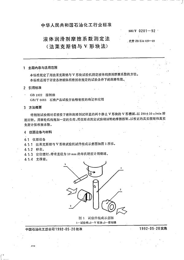 液体润滑剂摩檫系数测定法(法来克斯销与V形块法) (SH/T 0201-1992)