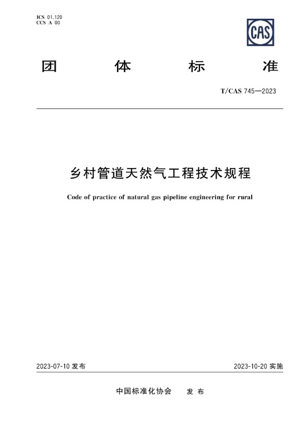 乡村管道天然气工程技术规程 (T/CAS 745-2023)