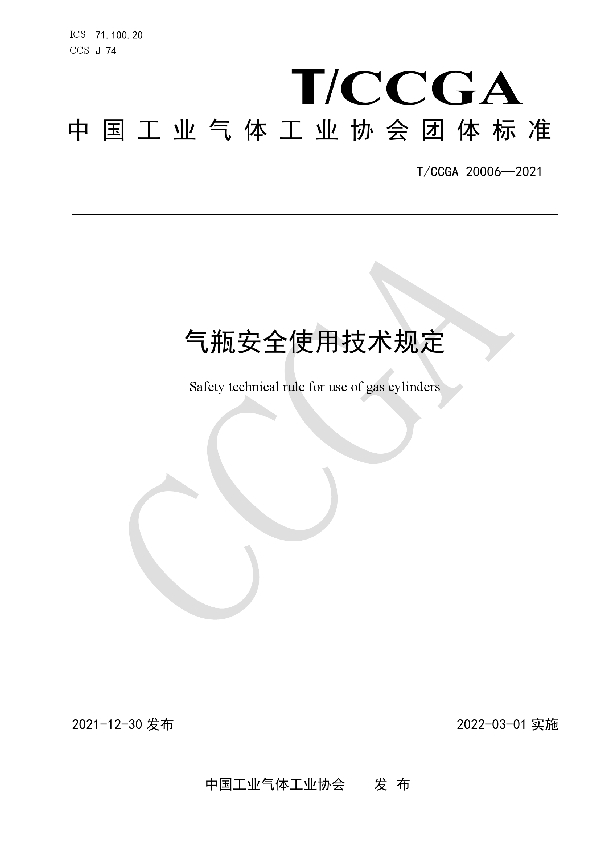 气瓶安全使用技术规定 (T/CCGA 20006-2021)