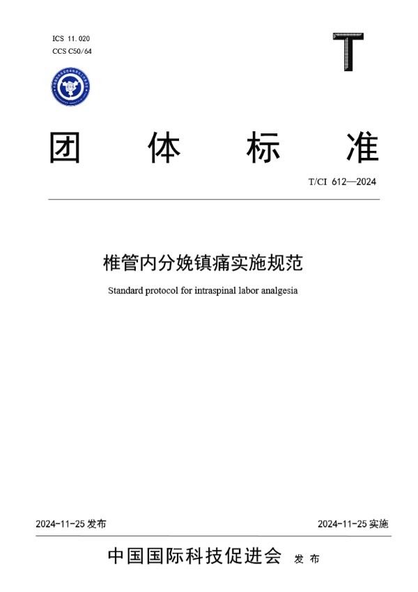 椎管内分娩镇痛实施规范 (T/CI 612-2024)