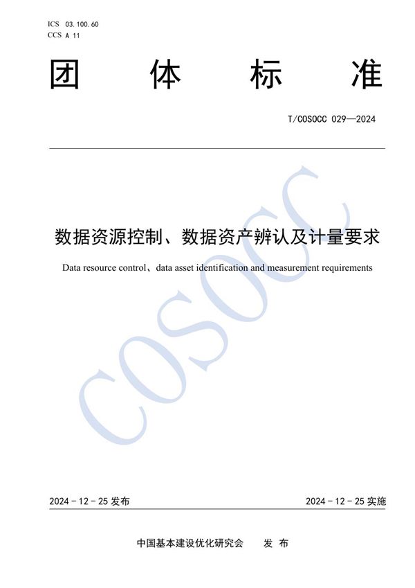 数据资源控制、数据资产辨认及计量要求 (T/COSOCC 029-2024)
