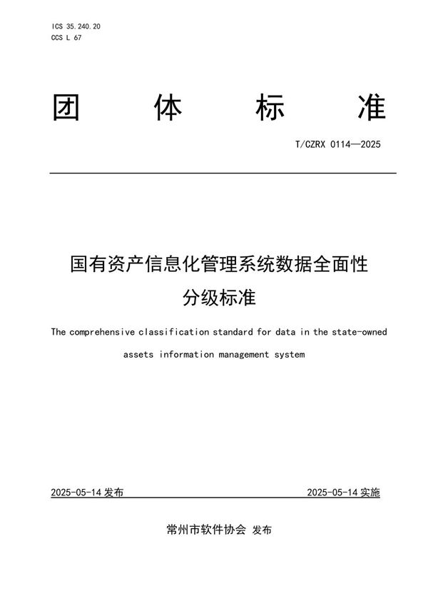 国有资产信息化管理系统数据全面性分级标准 (T/CZRX 0114-2025)