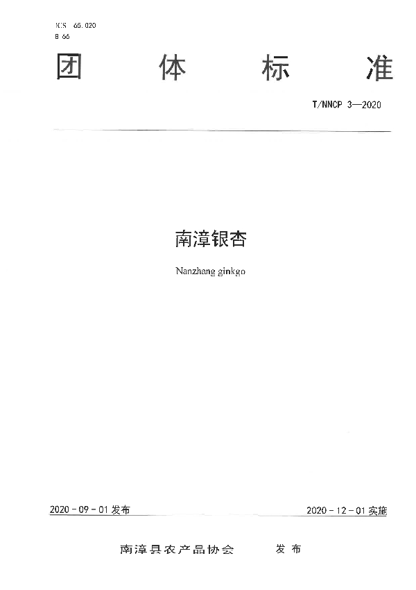 南漳银杏 (T/NZFARMPRODUCE 3-2020)