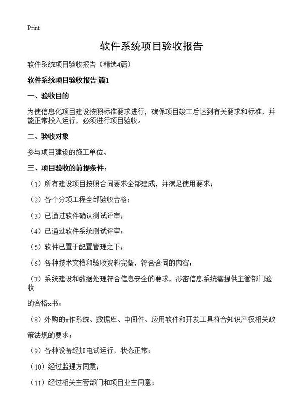 软件系统项目验收报告