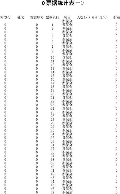 合作医疗票据统计表