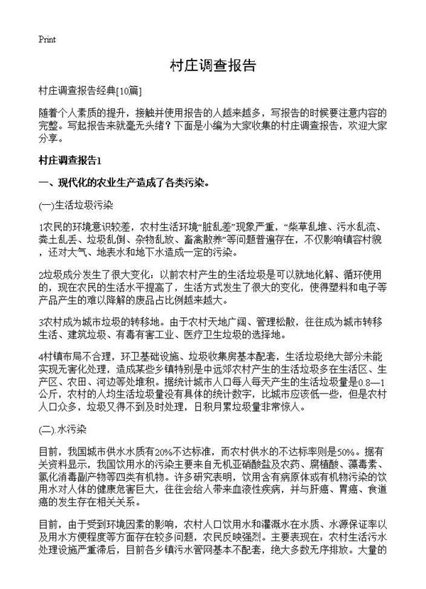 村庄调查报告