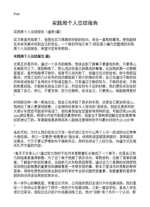 实践周个人总结报告