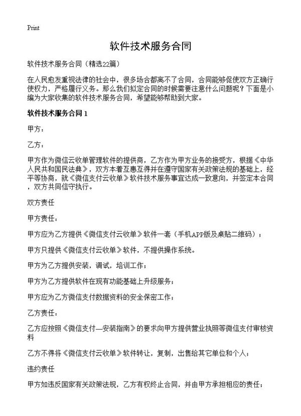 软件技术服务合同