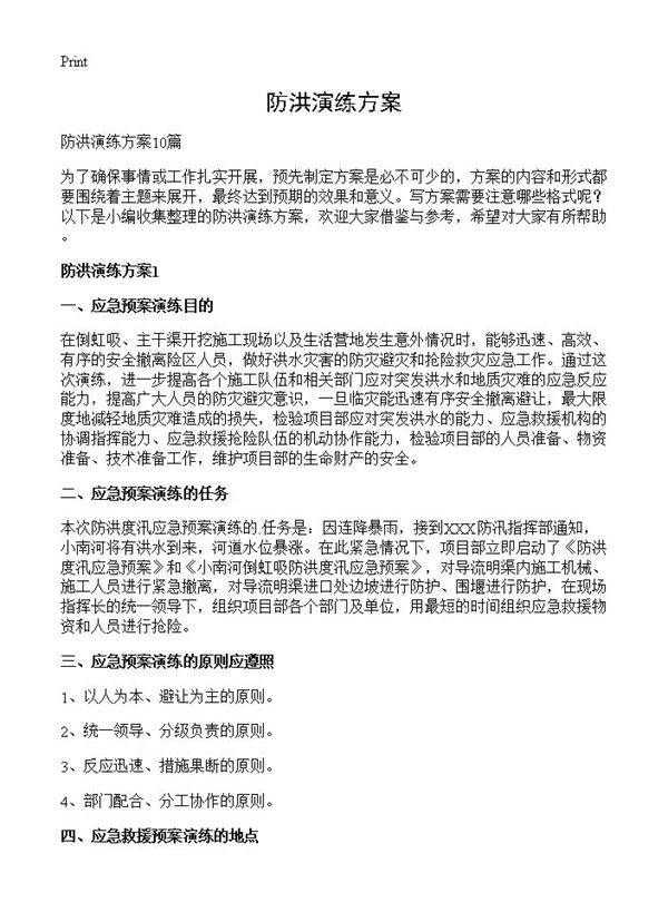 防洪演练方案