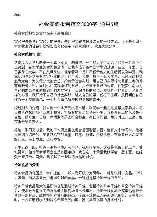 社会实践报告范文3000字