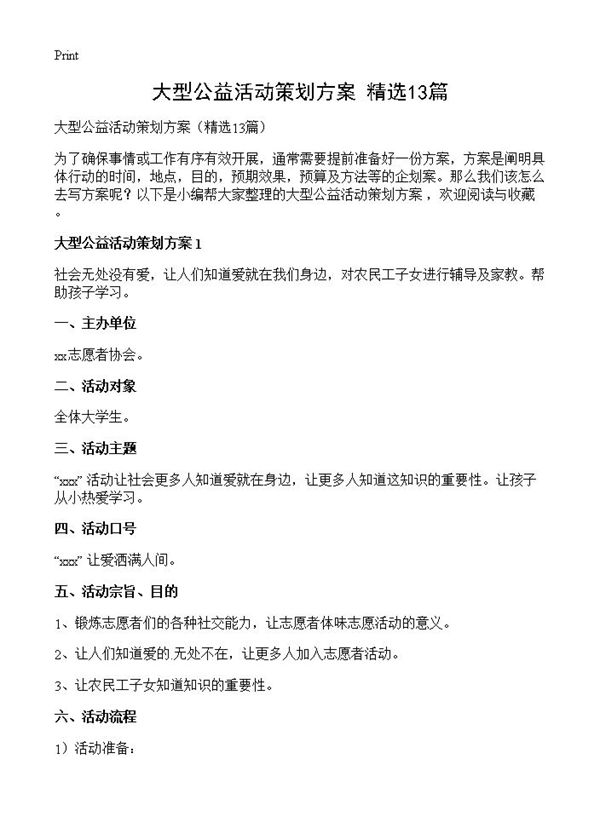 大型公益活动策划方案