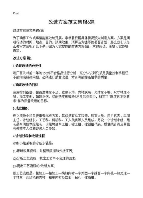 改进方案范文集锦