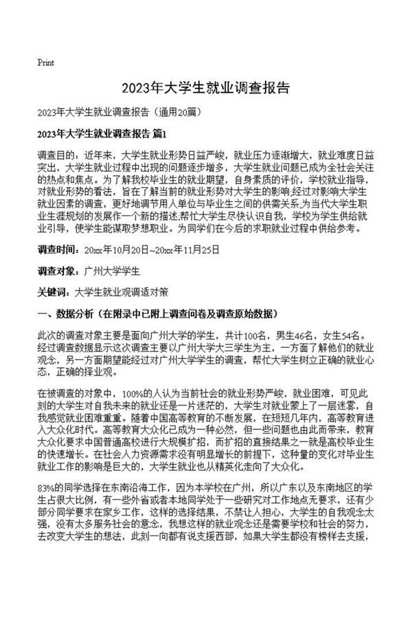 2023年大学生就业调查报告