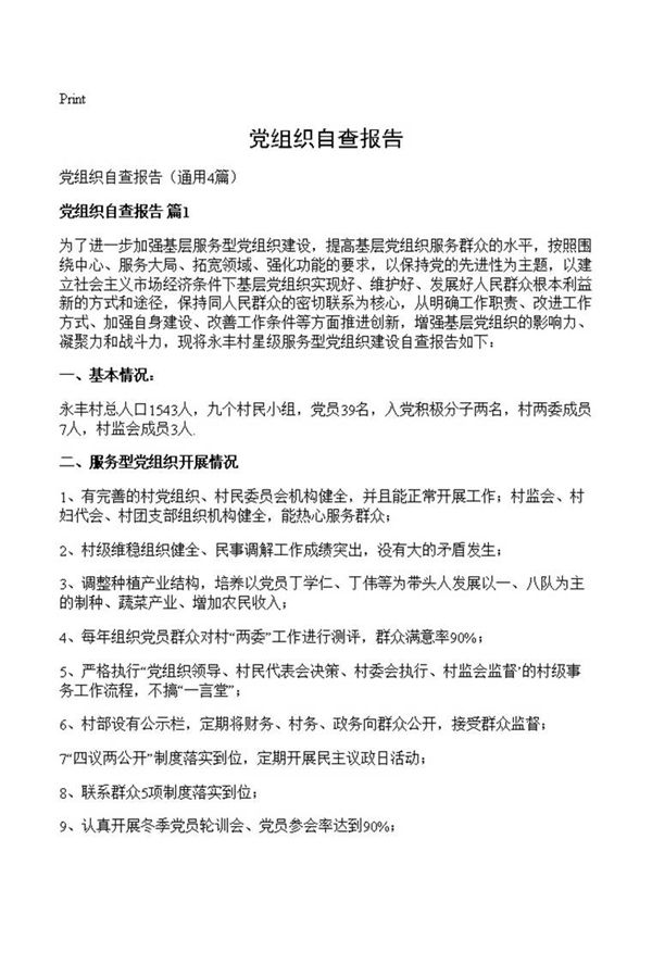 党组织自查报告