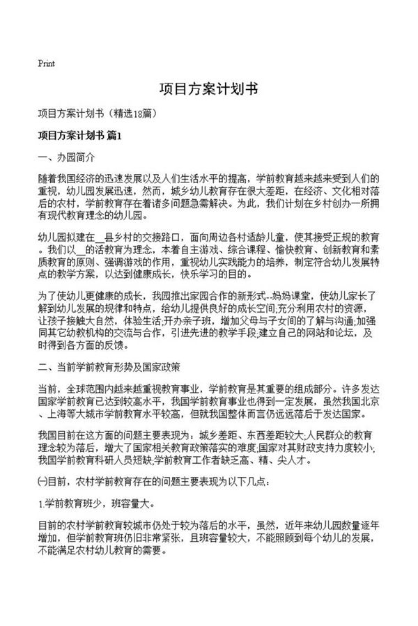 项目方案计划书