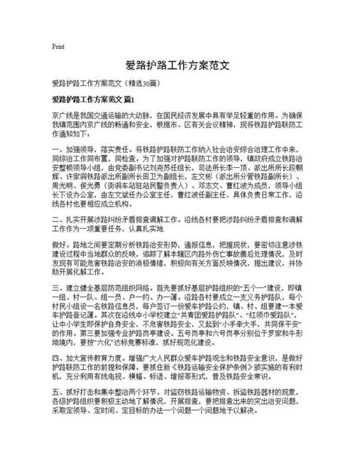 爱路护路工作方案范文