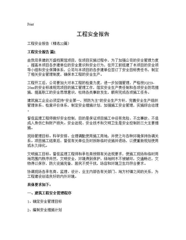 工程安全报告