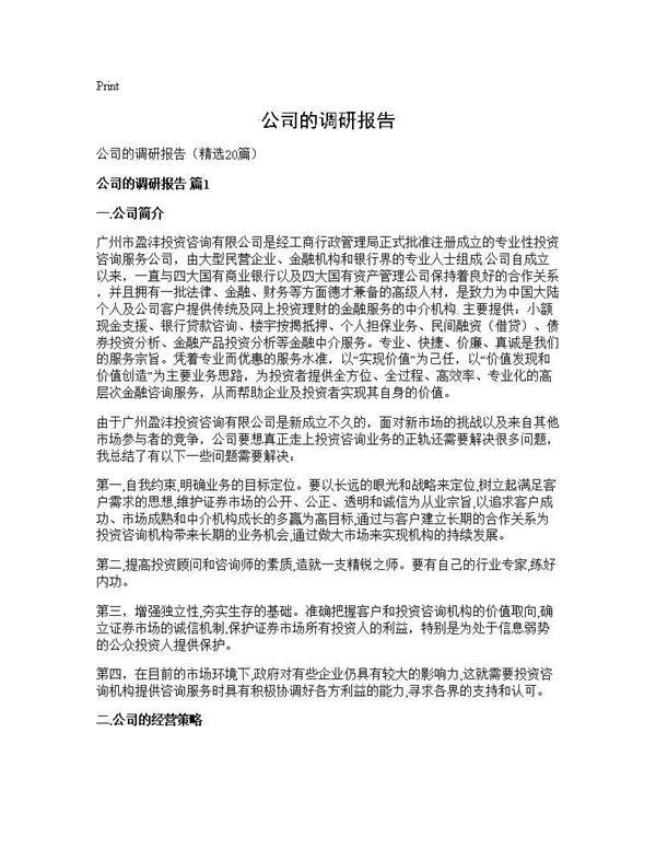 公司的调研报告