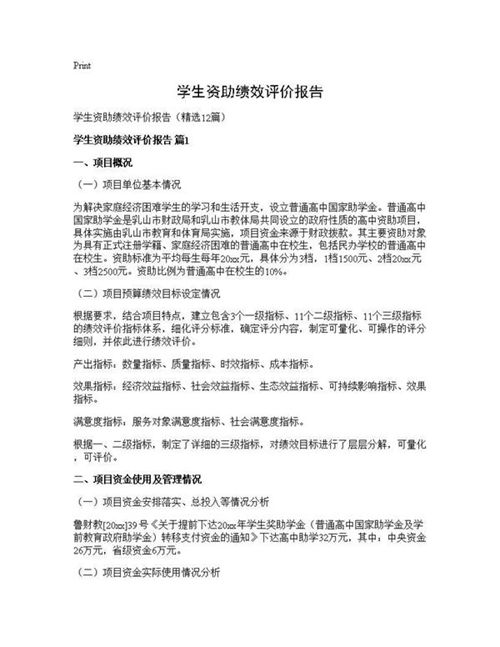 学生资助绩效评价报告