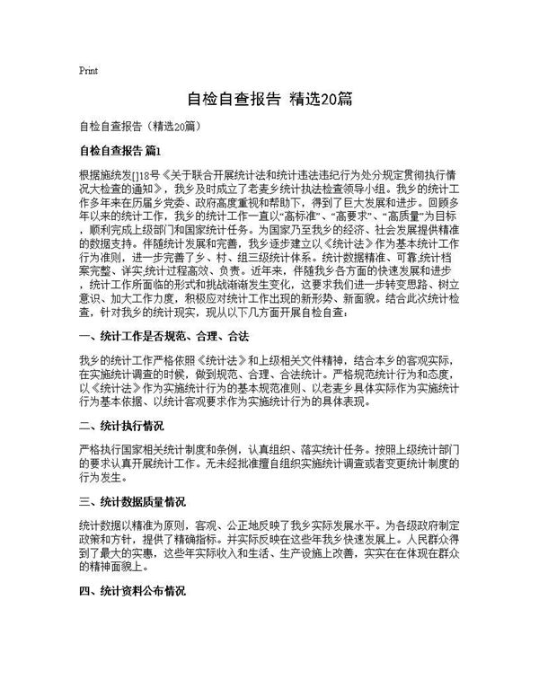 自检自查报告(精选)