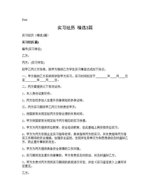 实习经历(精选)