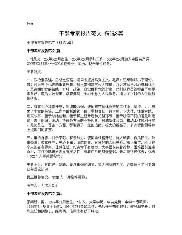 干部考察报告范文(精选)