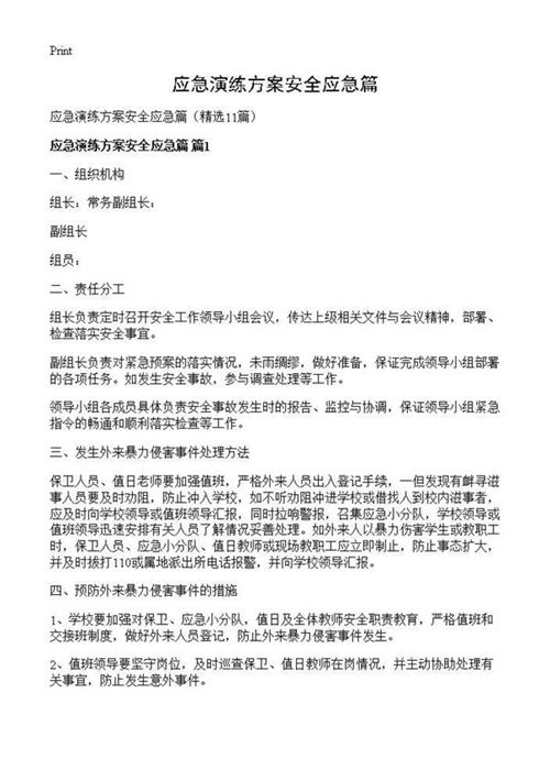 应急演练方案安全应急篇