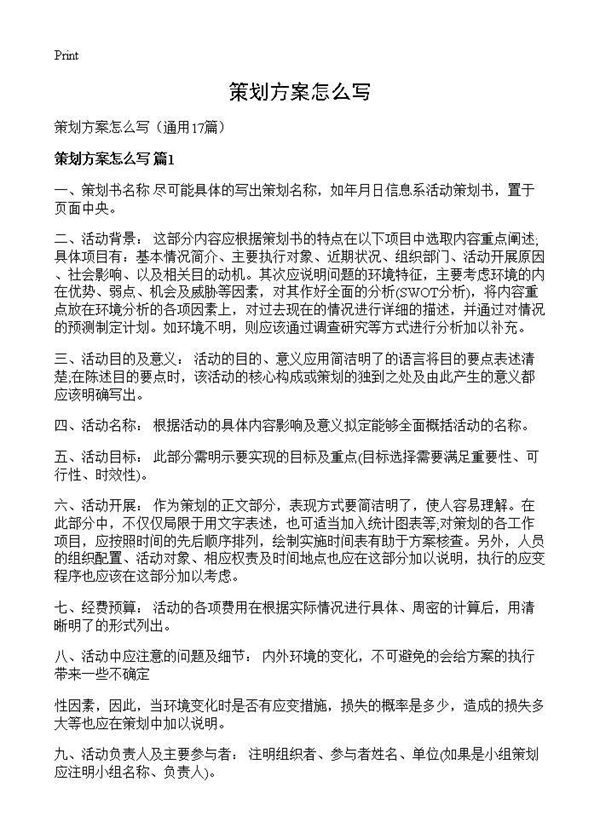 策划方案怎么写