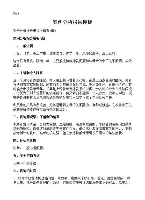 案例分析报告模板