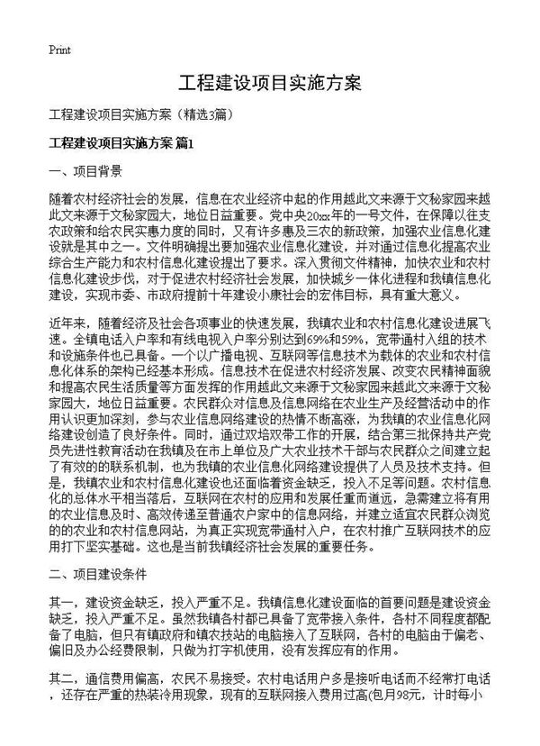 工程建设项目实施方案