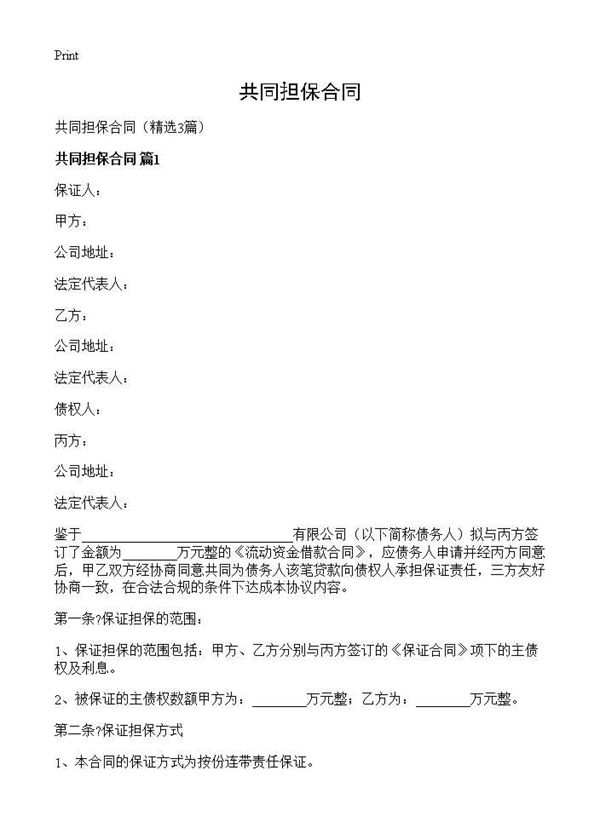 共同担保合同