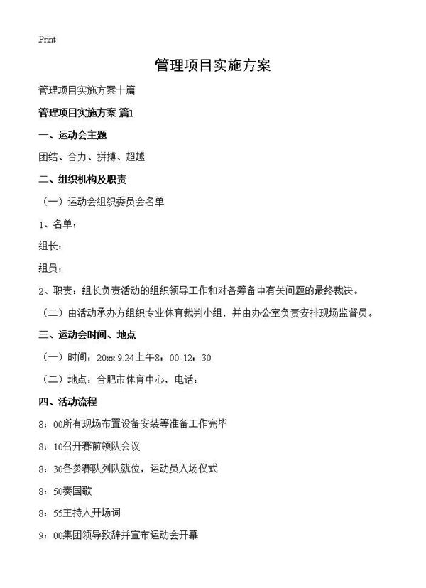 管理项目实施方案