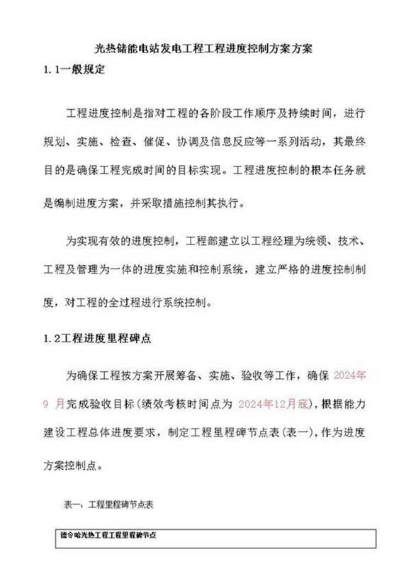 光热储能电站发电工程工程进度控制方案